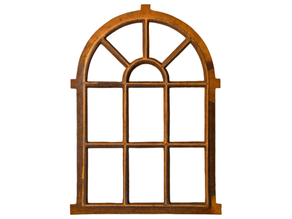 Gusseisenfenster Patras - auf Wunsch mit Glaseinlagen (teilweise rot vorgrundiert - bitte schreiben Sie ggf. eine Nachricht an uns)